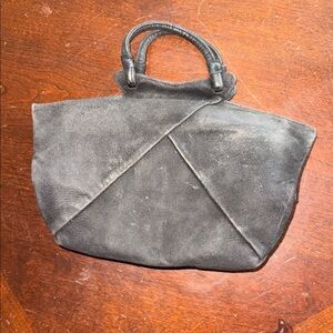 Jemco Framed Vintage Black Leather Hand Bag 1940s/1950s
